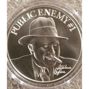 AL Capone Public Enemy #1 1 oz .999 silver round Chicago Gangster tommy …